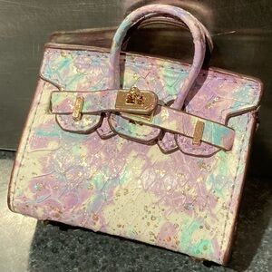 🐍👜 Handmade Genuine Leather Mini Pastel Snakeskin Birkin Textured Tote Bag Charm